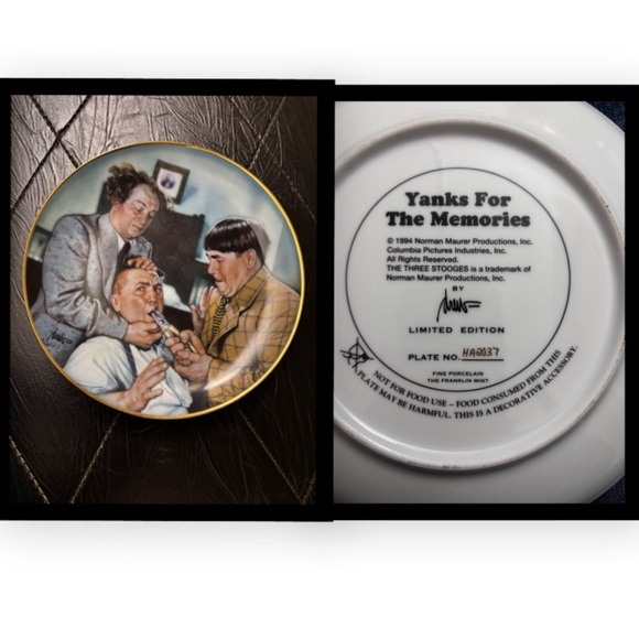 Three Stooges Trio Franklin Mint Limited Edition Decorative Plates X Certificate - Picture 8 of 15
